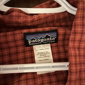 Patagonia Plaid Button Up Shirt Orange XL